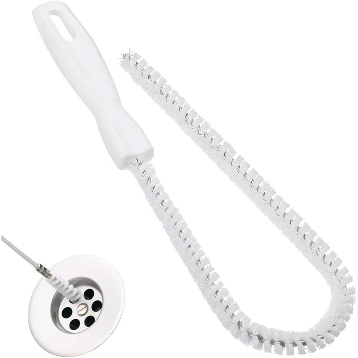 AMRINUGL rugalmas tisztítókefe, 45cm, fehér, nylon, csatornába, fürdőszobába, mosogatóba, wc-be