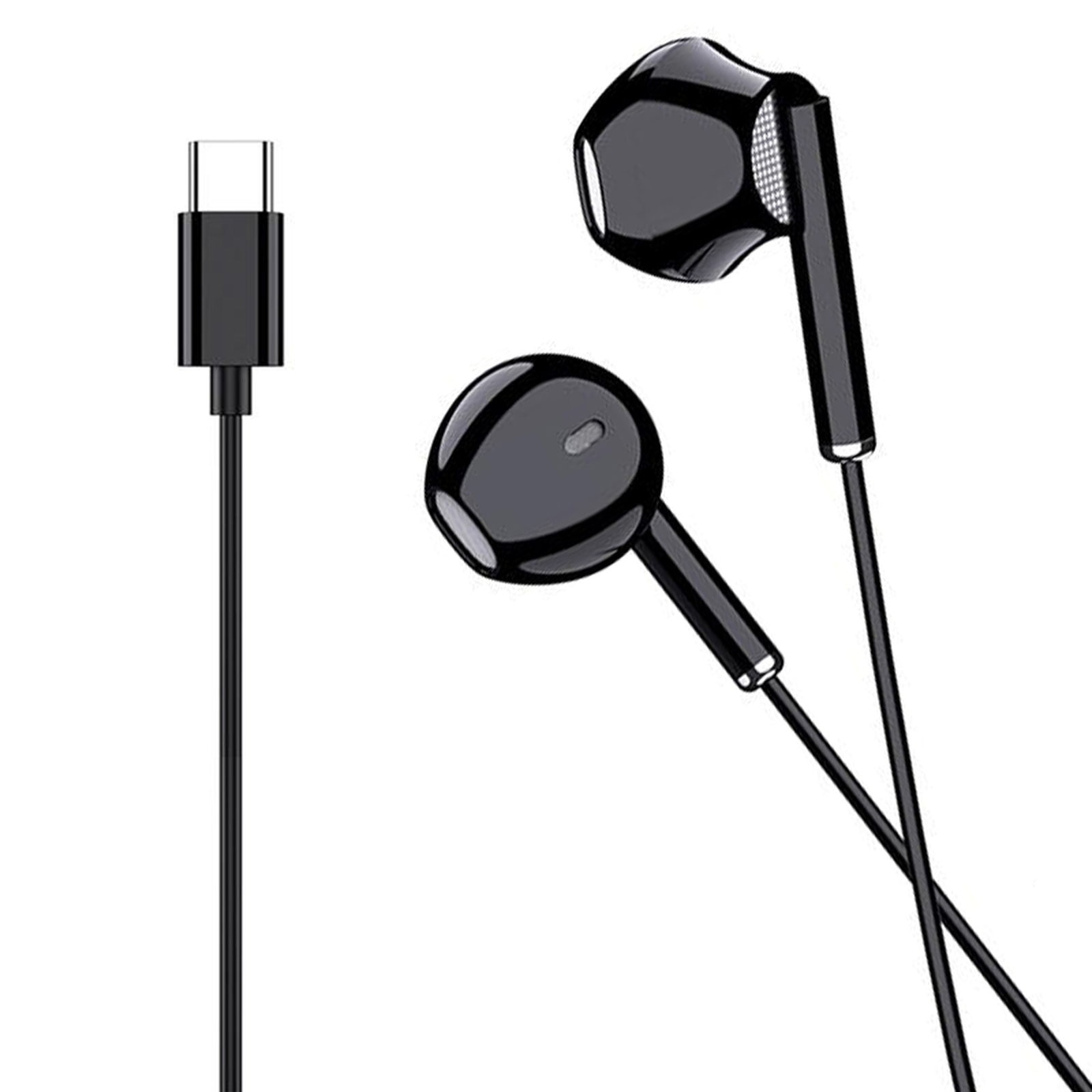 Casti Audio cu Fir si Microfon Kakusiga KSC-1295, 1m Tip-C - Negru