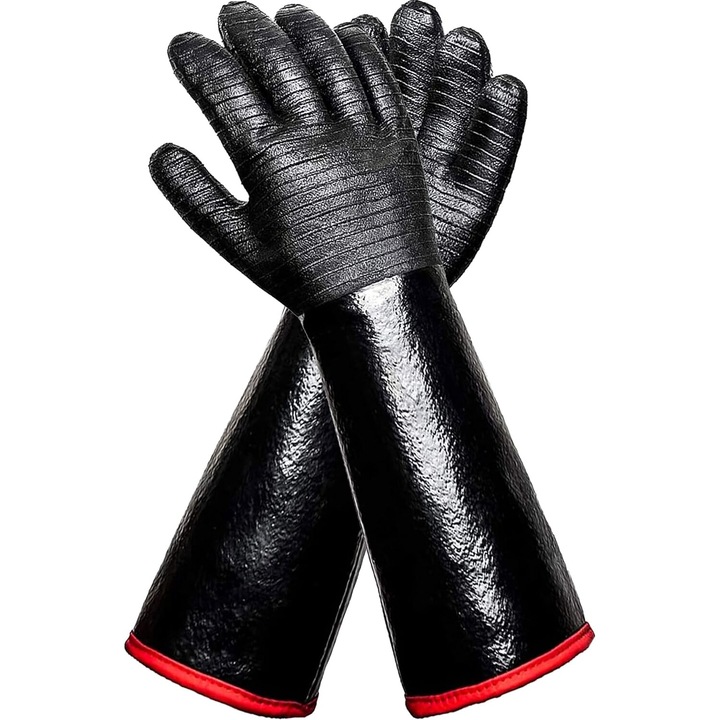 OEM 2 db hőálló BBQ kesztyű készlet, neoprén, csúszásmentes kivitel, fekete, 27"x26"