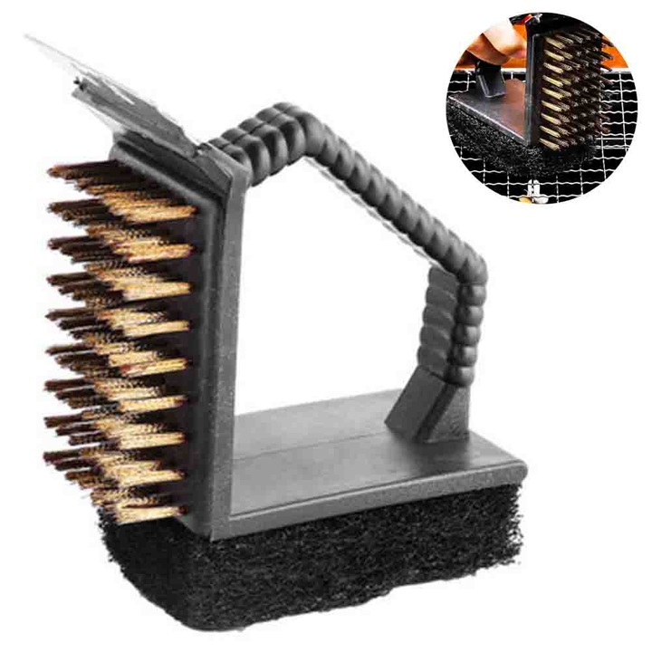 Perie de curatat gratar cu maner ergonomic si racleta, plastic dur, 24.7x24.7x24.7cm