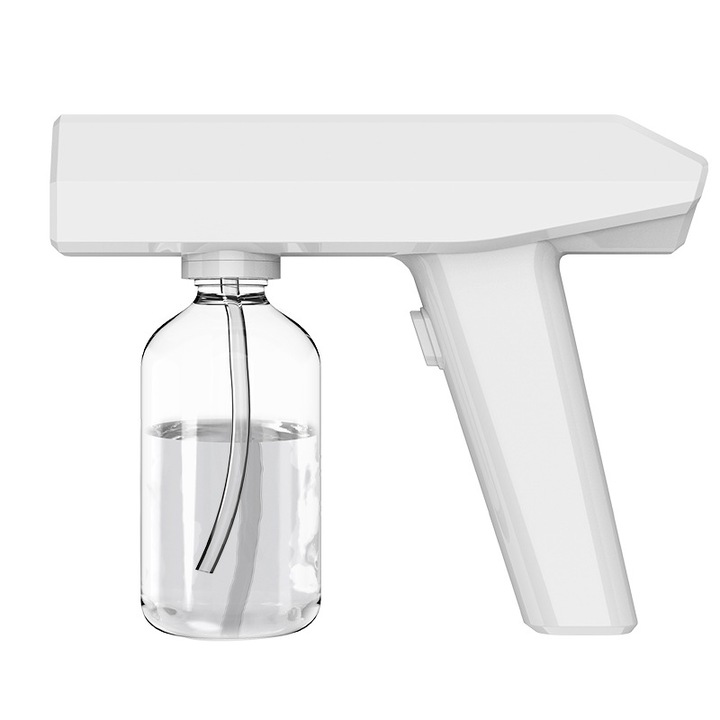 Hordozható fertőtlenítő pisztoly nano porlasztással, kék fény, fehér