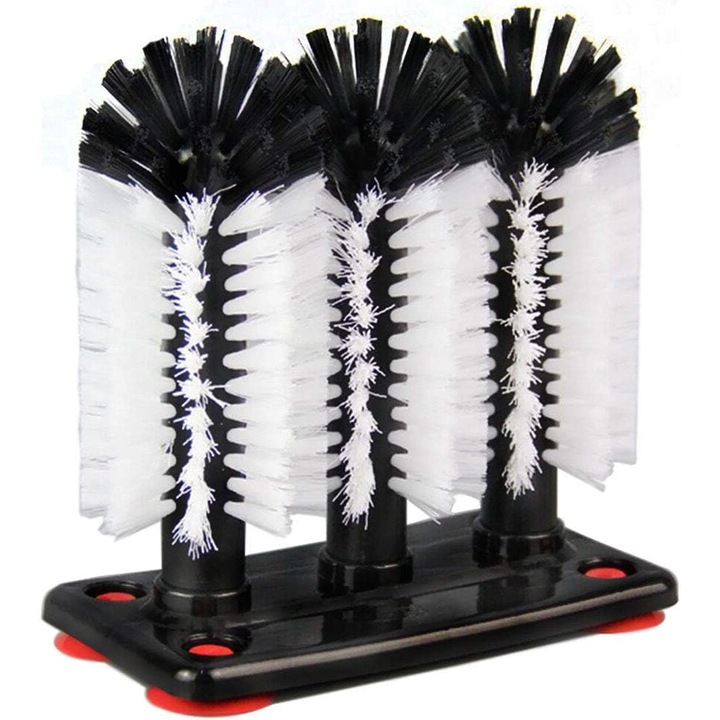 Perie de curatare pentru sticle, Enforose, 3 capete detasabile, PVC, nylon