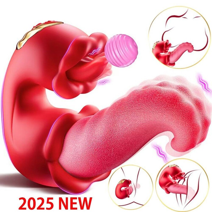 Vibrator Linge Limba EXCITAT® jucarii sexuale, 3 in1 masaj personal cu stimulare dubla la punctul G si clitoris, 10 frecvente puternice, ABS + Silicon Medicinal, incarcare USB, Senzatii Realiste Sex Toys, impermeabil, Rosu