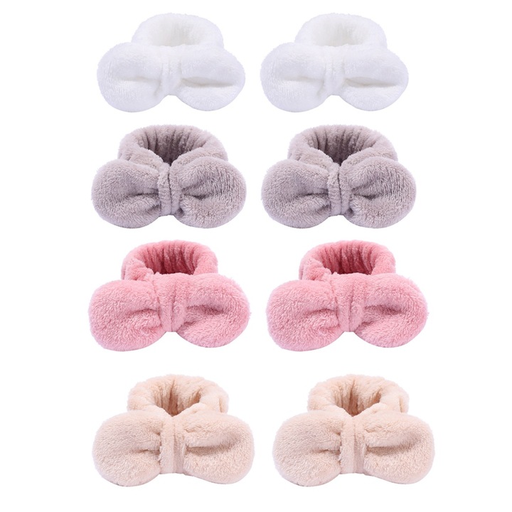 Set 4 bratari absorbante pentru spalarea fetei, Cozevdnt, alb, din microfibra, confortabile, elastice