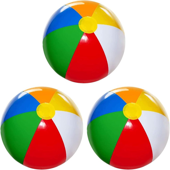 Minge de plaja set de 3, Cozevdnt, 16", multicolor, PVC