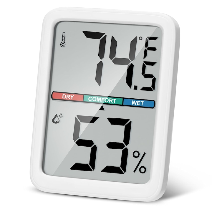 Beltéri klíma jelző, páratartalom mérő 3,5 hüvelykes LCD képernyővel, hármas rögzítéssel, többszínű, -10-50°C, 80g