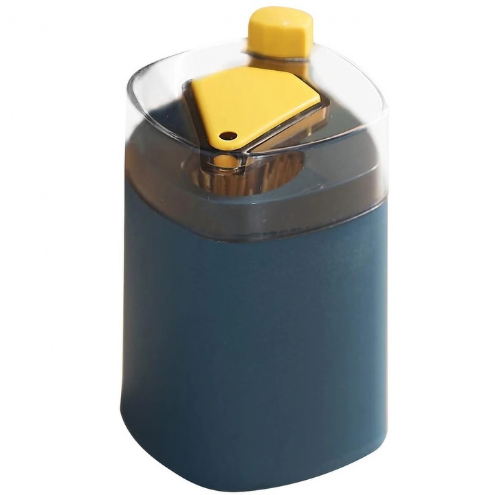 Suport Scobitori, toolsy, Automat, cu Buton si Capac, din PP, 9.5x6 cm, Albastru