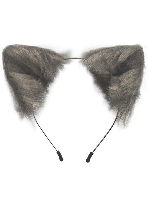 Fox Ears fejpánt, Cozevdnt, műszőrme / fém, állítható, Halloweenre, szürke