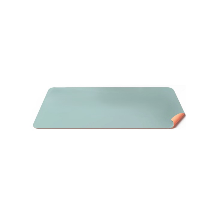Mousepad cu 2 parti, OTERRI, 35 x 60 cm, rezistent la apa, Verde deschis si portocaliu