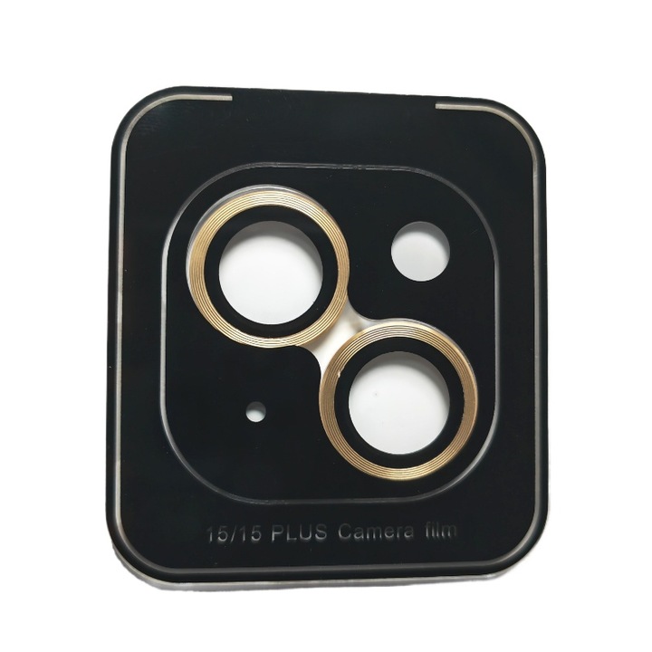 Стъклен протектор за камерата на iPhone 15/15 Plus, златист