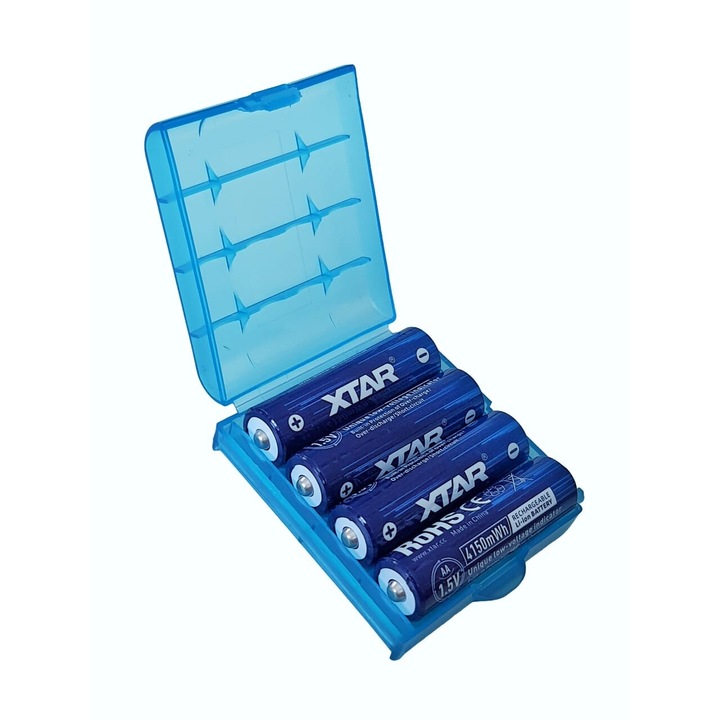 Set 4 acumulatori AA, 1.5V Li-Ion, 4150 mWh, 2500 mAh, cu indicator LED incorporat, Xtar