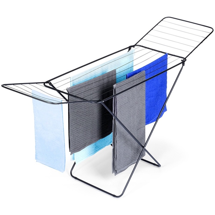 Uscator De Rufe, Vilde, 118x51x5 cm, Structura Metalica, Rezistent La Umiditate, Pliabil, Utilizare Universala, Materiale De Inalta Calitate, Negru
