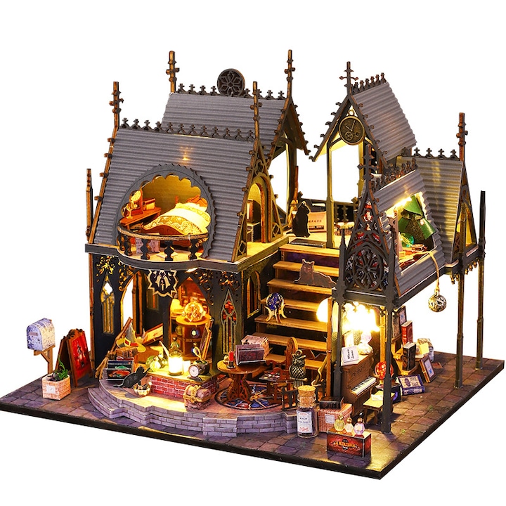 DIY miniatűr házkészlet, WALALLA, 3D puzzle, Luna Magic House, 24x19x20,5cm