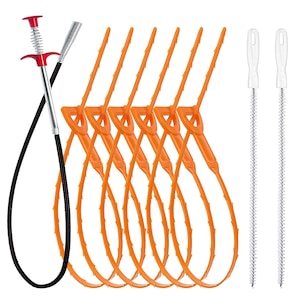 Set de desfundat tevi, Axroad Mall, Flexibil, Operare usoara, Ecologic si reutilizabil, Indepartarea rapida si usoara a obstacolelor sau a blocajelor, Pentru toaleta, chiuveta de bucatarie, cada de baie, canalizare, Multicolor, Plastic/Metal