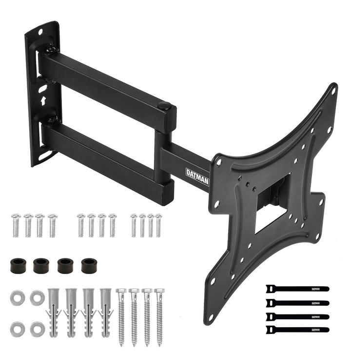 Стенна скоба за телевизор, максимална тежест 30 кг, диагонал 23"-43" инча (60cm-100cm), регулируема система DATMAN, съвместима с VESA 200x200, 200x100, 100X100, 75x75