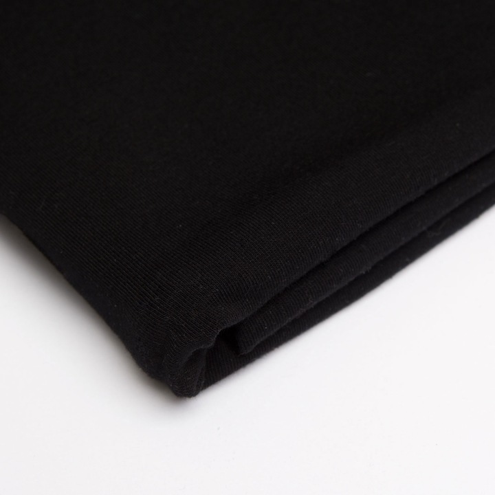 Material textil, Tricot french terry, Tricot trening uni culoare Negru, bumbac 95%, elastan 5%