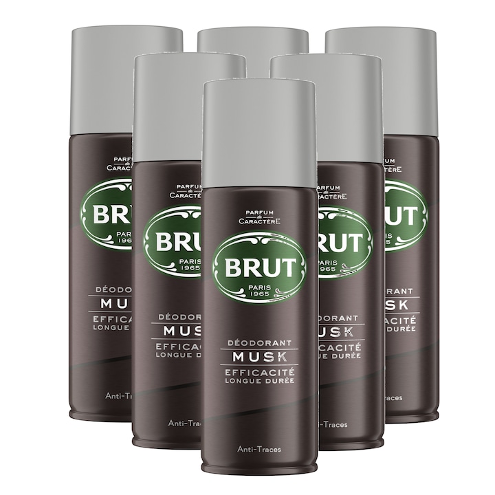 Deodorant spray barbati Brut Musk, 6 x 200 ml