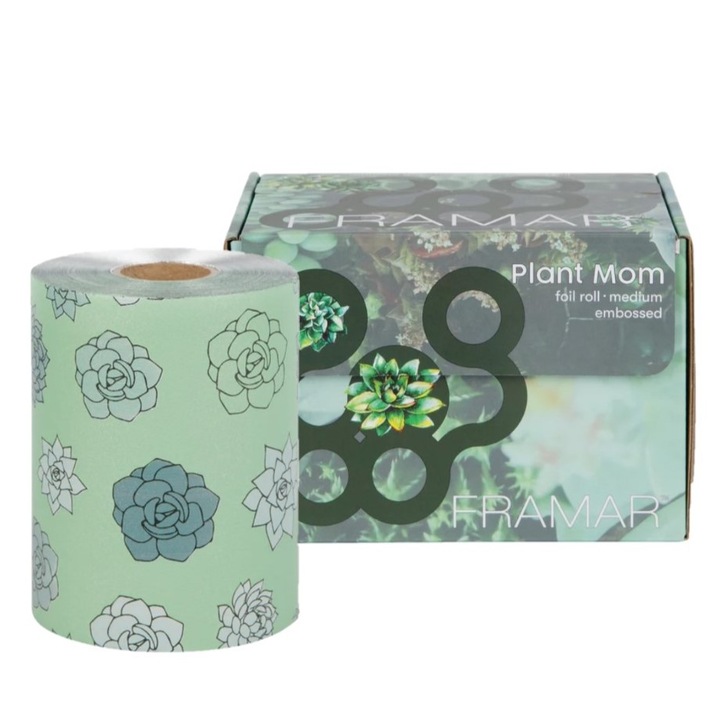 Folie aluminiu pentru frizerie, FRAMAR PLANT MOM 97,5m, 12,7cm, antiderapanta, editie limitata