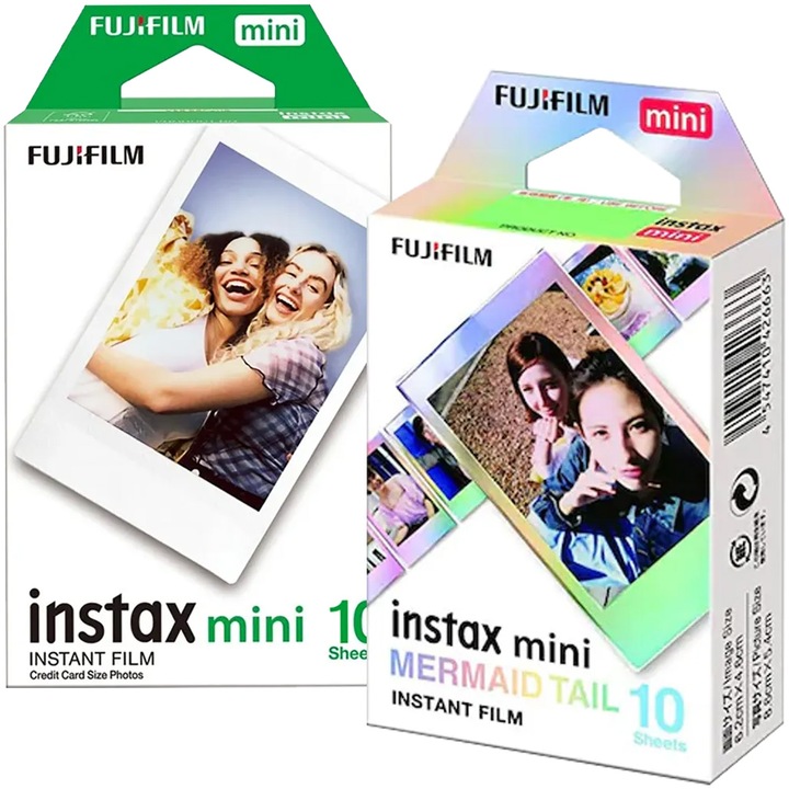 Комплект инстантен филм Fujifilm Instax Mini, 1x10 Бял + 1x10 Mermaid Tail