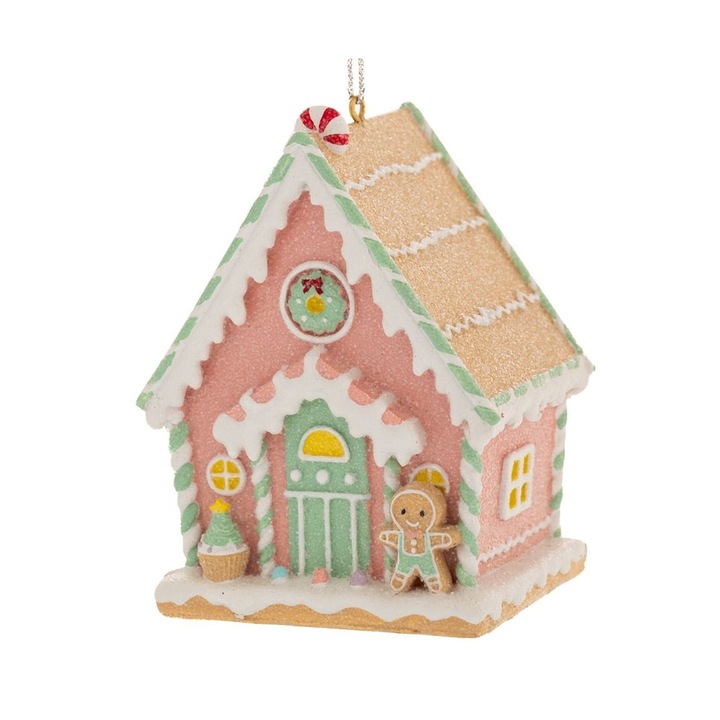 Ornament brad Casuta Candy din turta dulce, 7x5.5x9 cm, multicolor