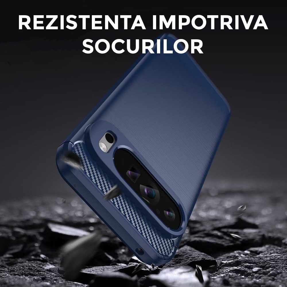 Husa pentru Google Pixel 9 Pro XL Daden Carbon Flexibila Antisoc, Hybrid Antisoc, Albastru