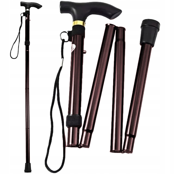 Baston ortopedic pliabil PrzydaSie, ergonomic, reglabil, maro, 85-92cm, Maxim 100kg