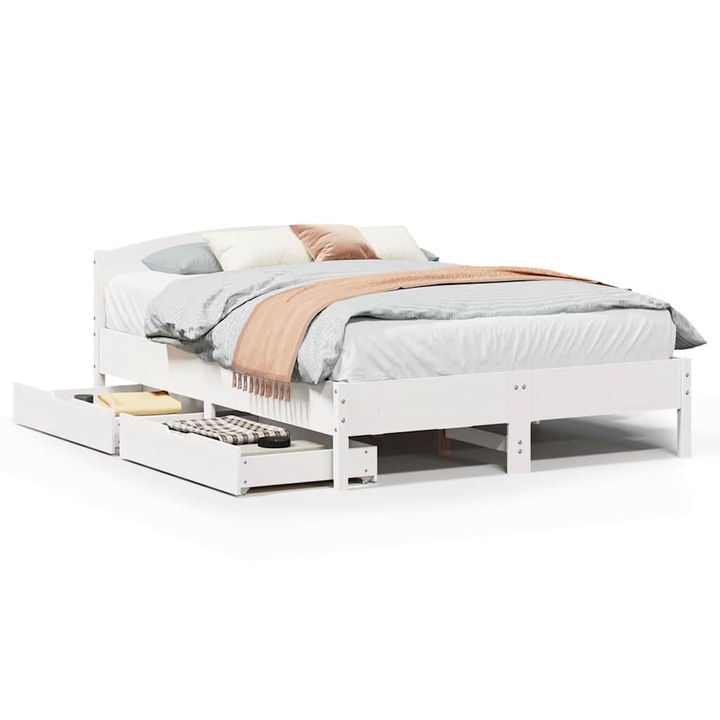 vidaXL fehér tömör fenyőfa ágy matrac nélkül 120 x 190 cm 3301840
