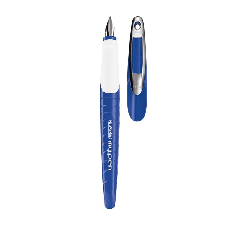 Stilou my pen, penita M, albastru/alb