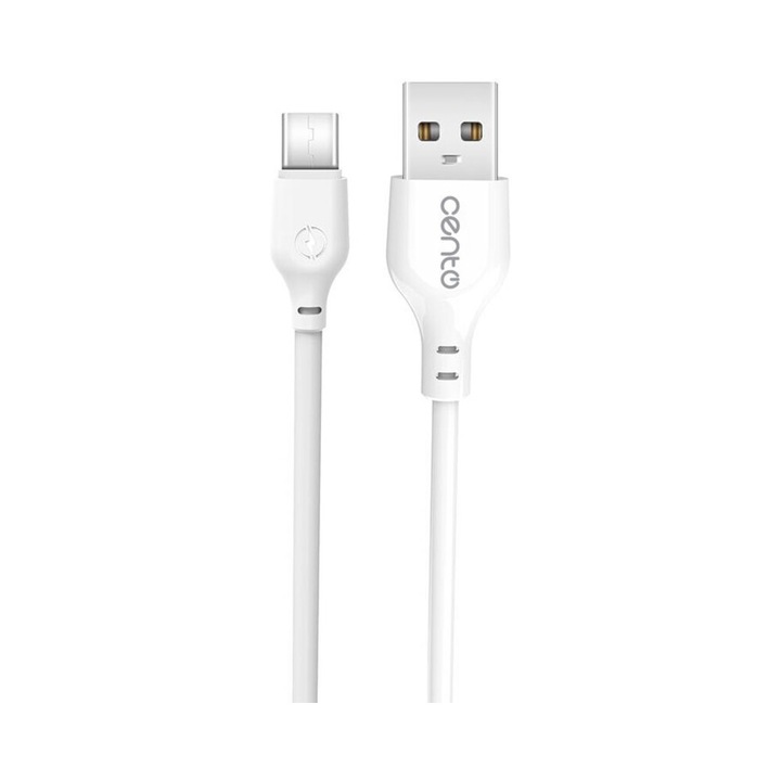 Cablu de Date si Incarcare Rapida CENTO C103 Alb Tip-C-USB 2m, 3A