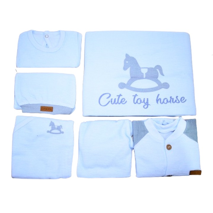 Set 10 piese pentru baietel Mini Junior S10P-MJ, Albastru 62 CM