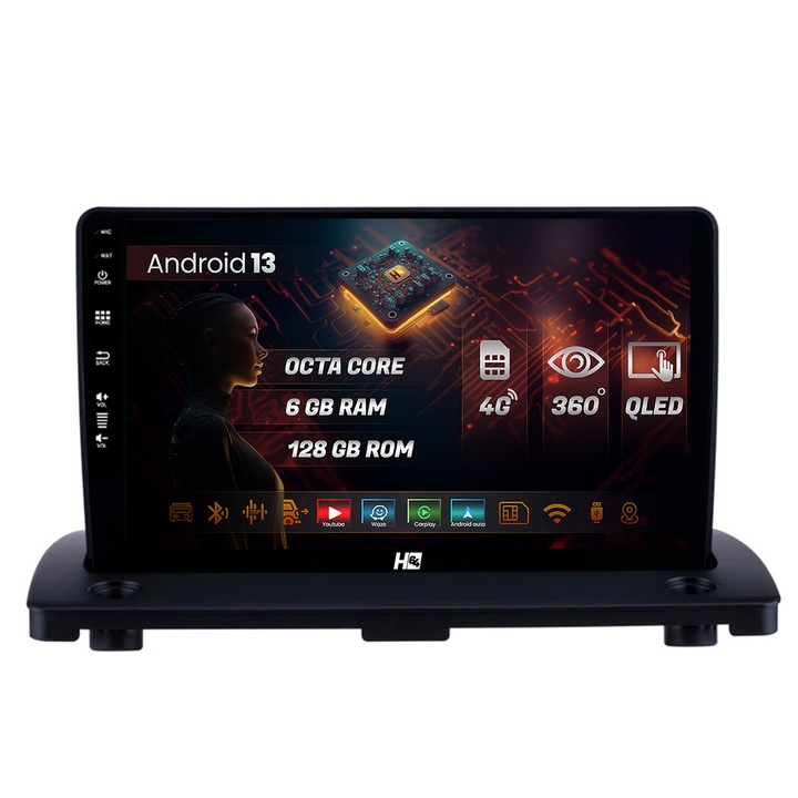 Navigatie HUB64 Volvo XC90 (2002-2014), 6GB RAM, Android 13, Octacore, Slot Sim 4G, DSP, GPS, Wi-FI, Carplay, Android Auto, USB, Bluetooth, Waze, Touchscreen, 9 Inch