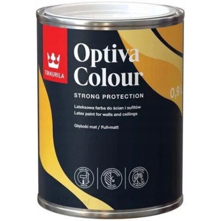 Vopsea lavabila, Tikkurila, C153905401, pentru: Zidarie/Tencuiala/Beton/Gips carton, Utilizare Interior, Tip:Pe baza de apa/Acrilica, Alb, 0.9 l