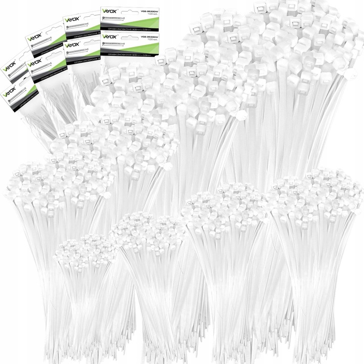 Set 800 buc Coliere (Soricei) Plastic Vayox, Protectie UV, 15-50cm, Alb