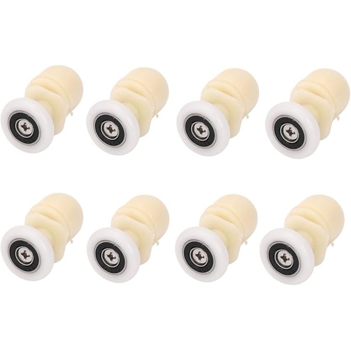 Set Role de Dus 8 Buc, Potrivite pentru Scripetii Usilor Glisante din Sticla de Baie, Capacitate Portanta Mare, Piese de Schimb Ultra-Silentioase pentru Role pentru Usi de Dus din Sticla (25 MM)