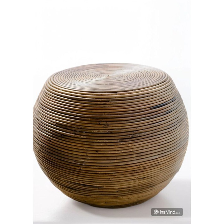 Masuta de gradina MONNARITA Tegal, rattan natural, gri-maro, 49x60cm