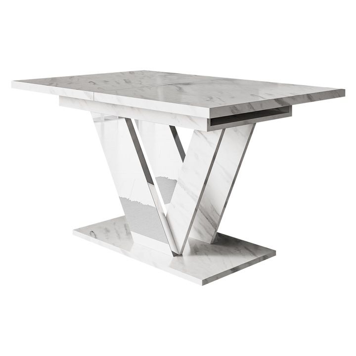 Masa Grenger, 120x80x76 cm, marmura bianco / alb lucios, Mirjan24