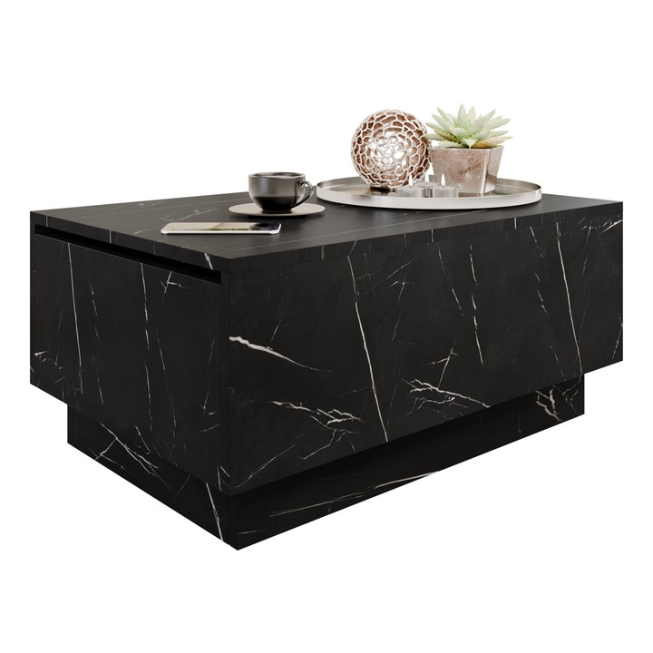 Masa de cafea Naeska, 90x60x40 cm, marmura black royal, Mirjan24