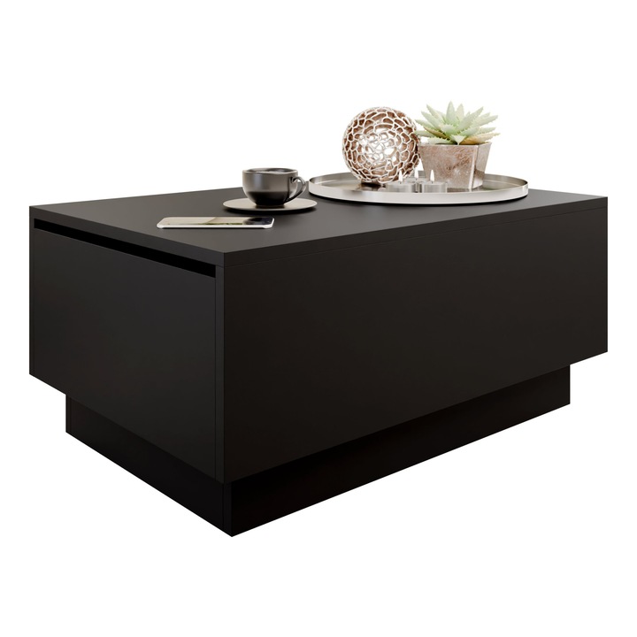 Masa de cafea Naeska, 90x60x40 cm, negru, Mirjan24