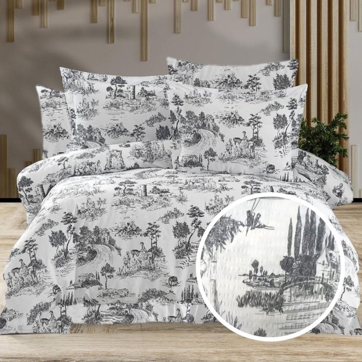 Dupla krepp ágynemű, 100% pamut, 4 db, lepedő gumival 180x200cm, Speciális ágynemű, CREP20