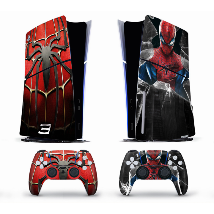 Matrica / Fólia konzol és két kontroller dekor, Playstation 5 Slim Disc Edition Spider-Man 3, Slim-0080