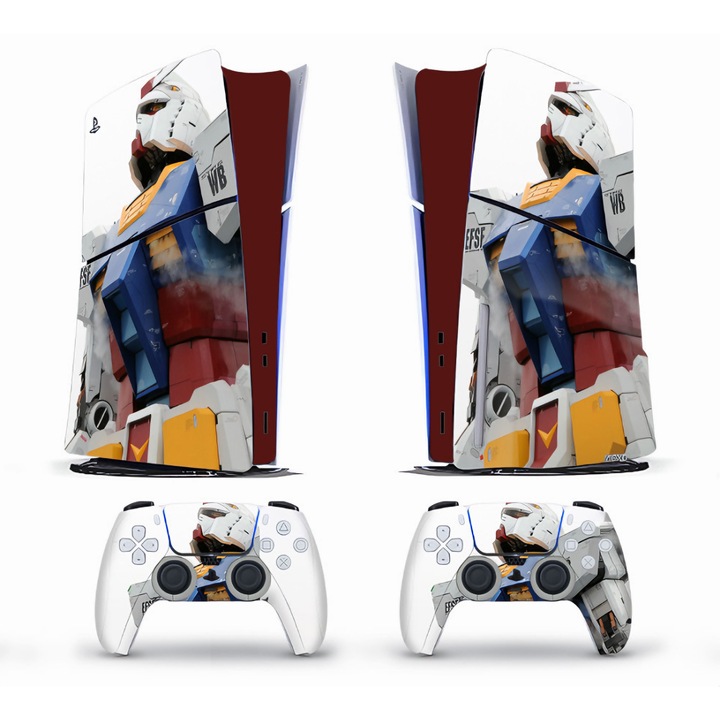 Konzol és két kontroller matrica kompatibilis Playstation 5 Slim Disc Edition-höz, Gundam, Slim-0018