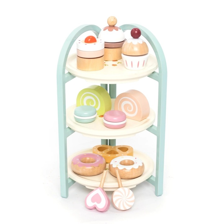 Joc de rol, Raftul cu deserturi, UMU Toys, din lemn, 21 piese