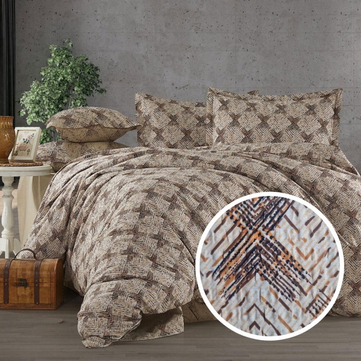 Dupla krepp ágynemű, 100% pamut, 4 db, lepedő gumival 180x200cm, Speciális ágynemű, CREP22