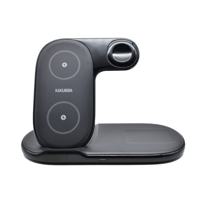 Kakusiga KSC-1358 15W 3 az 1-ben vezeték nélküli töltőállomás, fekete