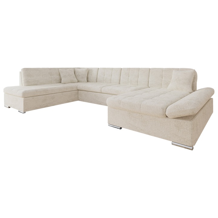 Coltar rabatabil Genero Premium, MIRJAN24, dreapta, ecru, 205x345x76 cm