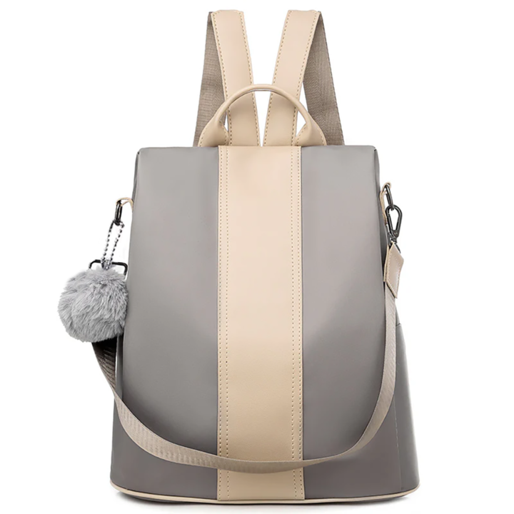 Női hátizsák, Crossbody, BYONDSELF, állítható pántokkal sokoldalú, lopásgátló, vízálló, PU és Oxford szövet, 31 × 32 × 13 cm, bézs és taupe barna
