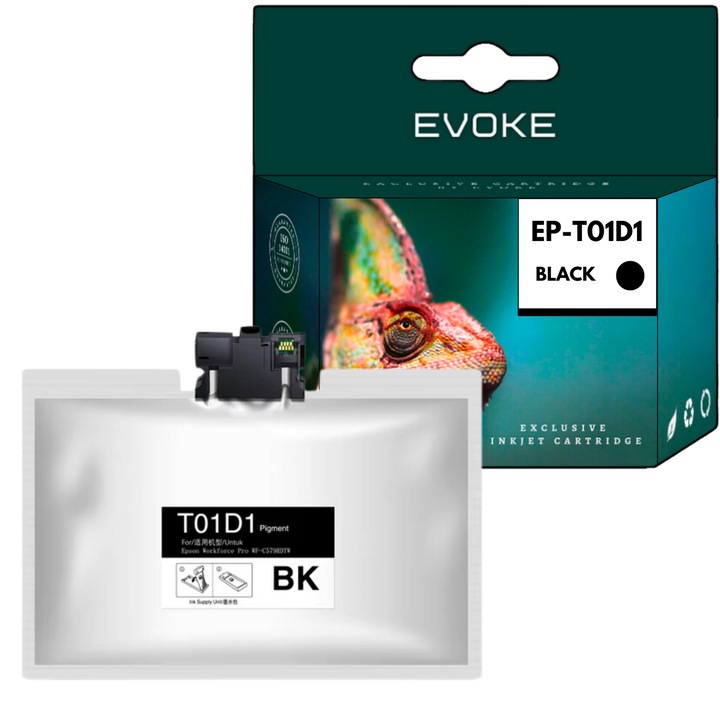 Epson T01D1 fekete nyomtató tintapatron, 860 ml, 50000 oldal, C13T01D100, WF-C529R WF-C529RDW WF-C529RDTW WF-C579RDWF kompatibilis