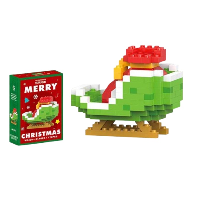 Set de constructie pentru Craciun, Lele Brother, ABS, 179 Piese, Multicolor, 14ani+