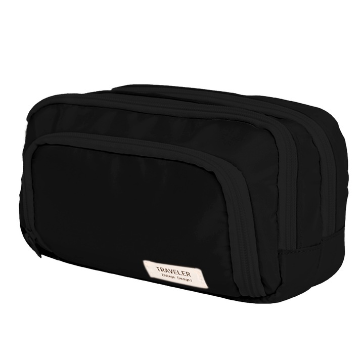 Penar, Traveler, textil, capacitate mare, negru, 21x13x7cm