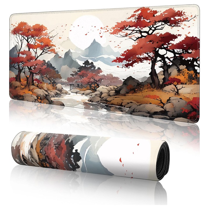 Mousepad extins Zeaicos 30x80x3cm, pentru birou, negru, cu baza antiderapanta